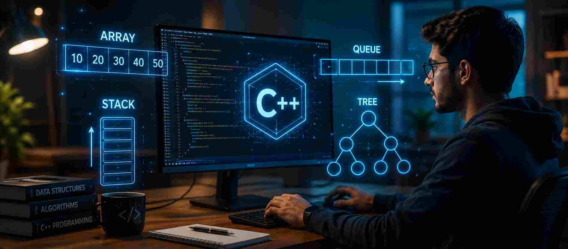 C++ Data Structure course learning arrays stacks queues trees and algorithms